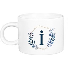 PremiumPort Şık Beyaz Porselen I Harfi Baskılı Lüks Fincan Seti