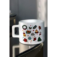 PremiumPort Baskılı Şık Çay Kahve Fincanı, Yılbaşı ve Noel Temalı Hediye
