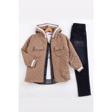 Miniğimin Cicileri (9-12) Kapitone Işlemeli Kapüşonlu Erkek Çocuk 4 Lü Takım - Açık Kahve