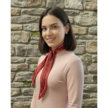 Kırmızı Leopar Şeritli Fular Bandana Estascarf 7,5X100CM
