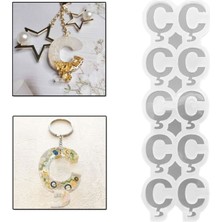 Tahtakale Toptancı Epoksi Çoklu Silikon Kalıp Ç Harfi (Düz) Anahtarlık Reçine Seri Döküm Kalıbı 4.5 cm 10 Lu