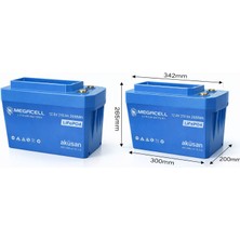 Megacell 12.8V 200AH Bluetooth Lifepo4 Lityum Demir Fosfat Akü Abs Kasa/ Prizmatik Hücreli