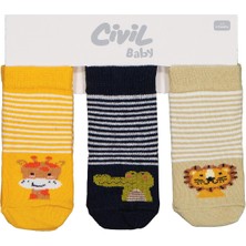 Civil Baby Animal 3'lü 6- Bebek Erkek Çorap Set - Standart 18 Ay