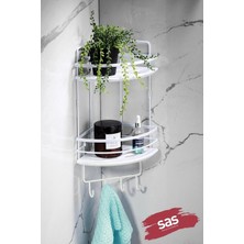 Braventa Collection Yapışkanlı Ömür Boyu Paslanmaz Kristal Ayarlanabilir Raf Banyo Düzenleyici Şampuanlık Lk-02 Bbbk