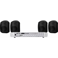 Westa Luxury, Premium Seri 4 Hoparlör 1 Anfi Mağaza Ses Sistemi , Restoran Ses Sistemi, Duvar Tipi Iç ve Dış Mekan Ses Sistemi Siyah Renk