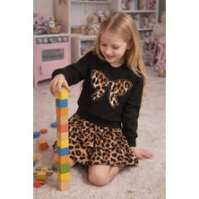 Melisa Ticaret Kız Bebek & Çocuk Leopar Desenli Lambada Model Etekli Takım 2'li