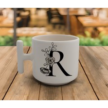 PremiumPort El Yapımı Latte & Espresso R Harfli T Kulp Kupa 200ML