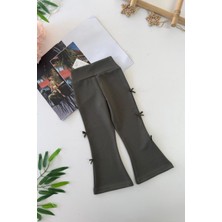 Miniğimin Cicileri Fiyonk Detaylı Kız Çocuk Esnek Tayt - Haki