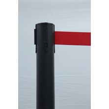 Siyah / Black Şerit Bariyer 3mt Şeritli, Şerit Rengi Kırmızı, Paraşüt Kumaşı, Paslanmaz Çelik