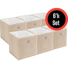 Helen's Home Bej 6'lı Kapaksız Saklama Kutusu Sepet Organizer Dolap Içi Çamaşır Oyuncak Düzenleyici 30X30X30CM