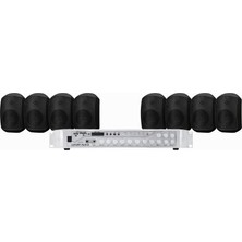 Westa Luxury, Premium Seri 8 Hoparlör 1 Anfi Mağaza Ses Sistemi , Restoran Ses Sistemi, Duvar Tipi Iç ve Dış Mekan Ses Sistemi Siyah Renk