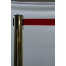 Sarı / Gold Şerit Bariyer 3mt Şeritli, Şerit Rengi Kırmızı, Paraşüt Kumaşı, Paslanmaz Çelik