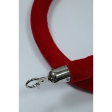 Kırmızı / Red Protokol Bariyer Halatı 150CM Ithal Kancalı Kadife (Kanca Ucu Gümüş Renk)
