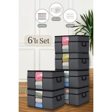 Helen's Home 6'lı Mega Boy Yorgan Hurcu - Pencereli Yastık Yorgan Saklama Hurcu 75 x 40 x 40 cm Antrasit