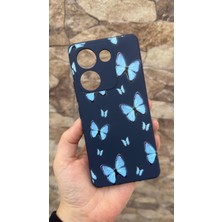 Vip Case Tecno Camon 20 Pro Uyumlu Mavi Kelebek Desenli Silikon Darbe Emici Klasik Korumalı Rubber Kılıf