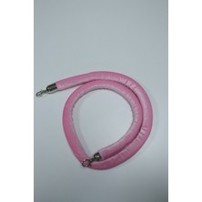 Pembe Protokol Bariyer Halatı 150CM Ithal Kancalı Kadife (Kanca Ucu Gümüş Renk)