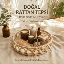Doğal Rattan Tepsi , %100 El Yapımı Tepsi, Sunum Tepsisi , Yuvarlak Tepsi (35 x 7cm) BH24495