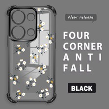 HONTINGA Xiaomi Poco M6 Pro 4g ile Uyumlu Şeffaf Kılıfı Düşüme Önleyici Basitlik Anti Düşme Kamera Korumali Çiçek Dalı Desen Yumuşak Silikon Telefon Kılıfı Kadın ve Erkek Için Uygundur K3-0220