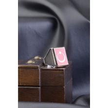 Ay Yıldız Model Mineli 925 Ayar Gümüş Erkek Teşkilat Dizisi Yüzüğü