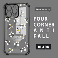 HONTINGA iPhone 15 Pro Max ile Uyumlu Şeffaf Kılıfı Düşüme Önleyici Basitlik Anti Düşme Kamera Korumali Çiçek Dalı Desen Yumuşak Silikon Telefon Kılıfı Kadın ve Erkek Için Uygundur K3-0220