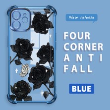 HONTINGA iPhone 12 ile Uyumlu Şeffaf Kılıfı Düşüme Önleyici Basitlik Anti Düşme Kamera Korumali Gül Desen Yumuşak Silikon Telefon Kılıfı Kadın ve Erkek Için Uygundur K3-0219