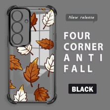 HONTINGA Samsung Galaxy S25 ile Uyumlu Şeffaf Kılıfı Düşüme Önleyici Basitlik Anti Düşme Kamera Korumali Sarı Yaprak Desen Yumuşak Silikon Telefon Kılıfı Kadın ve Erkek Için Uygundur K3-0218