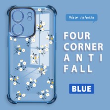 HONTINGA Xiaomi Redmi 13C ile Uyumlu Şeffaf Kılıfı Düşüme Önleyici Basitlik Anti Düşme Kamera Korumali Çiçek Dalı Desen Yumuşak Silikon Telefon Kılıfı Kadın ve Erkek Için Uygundur K3-0220