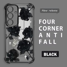 HONTINGA Samsung Galaxy S24 ile Uyumlu Şeffaf Kılıfı Düşüme Önleyici Basitlik Anti Düşme Kamera Korumali Gül Desen Yumuşak Silikon Telefon Kılıfı Kadın ve Erkek Için Uygundur K3-0219