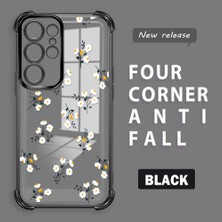 HONTINGA Samsung Galaxy S22 Ultra ile Uyumlu Şeffaf Kılıfı Düşüme Önleyici Basitlik Anti Düşme Kamera Korumali Çiçek Dalı Desen Yumuşak Silikon Telefon Kılıfı Kadın ve Erkek Için Uygundur K3-0220