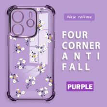 HONTINGA Xiaomi Redmi Note 14 4g ile Uyumlu Şeffaf Kılıfı Düşüme Önleyici Basitlik Anti Düşme Kamera Korumali Çiçek Dalı Desen Yumuşak Silikon Telefon Kılıfı Kadın ve Erkek Için Uygundur K3-0220