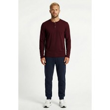 Cottonland Erkek Celso Uzun Kollu Düğmeli O Yaka Baskısız Penye Tişört