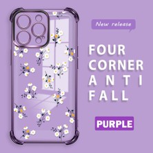 HONTINGA iPhone 15 Pro Max ile Uyumlu Şeffaf Kılıfı Düşüme Önleyici Basitlik Anti Düşme Kamera Korumali Çiçek Dalı Desen Yumuşak Silikon Telefon Kılıfı Kadın ve Erkek Için Uygundur K3-0220