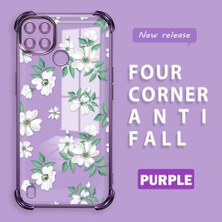 HONTINGA Realme C21Y ile Uyumlu Şeffaf Kılıfı Düşüme Önleyici Basitlik Anti Düşme Kamera Korumali Çiçek Desen Yumuşak Silikon Telefon Kılıfı Kadın ve Erkek Için Uygundur K3-0222
