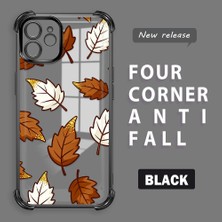 HONTINGA iPhone 12 ile Uyumlu Şeffaf Kılıfı Düşüme Önleyici Basitlik Anti Düşme Kamera Korumali Sarı Yaprak Desen Yumuşak Silikon Telefon Kılıfı Kadın ve Erkek Için Uygundur K3-0218