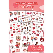 Birikiyedi Sevgili,aşk,sevgililer Günü 12 'li Süper Sticker Seti Planner Ajanda Bullet Journal Için Uygun Set