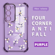 HONTINGA Samsung Galaxy S23 ile Uyumlu Şeffaf Kılıfı Düşüme Önleyici Basitlik Anti Düşme Kamera Korumali Çiçek Dalı Desen Yumuşak Silikon Telefon Kılıfı Kadın ve Erkek Için Uygundur K3-0220