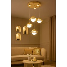 Bohem Aydınlatma Bohem Avize Şapkalı 3+1 Sarkıt Model Modern Avize 3 Renk LED Beyaz/sarı/gün Işığı