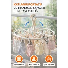 Ecuy Katlanır Portatif 20 Mandallı Çorap ve Iç Çamaşırı Askısı Taşınabilir Çamaşır Kurutmalık