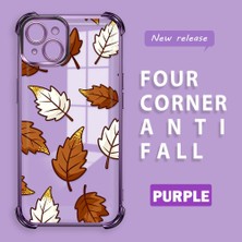 HONTINGA iPhone 15 Plus ile Uyumlu Şeffaf Kılıfı Düşüme Önleyici Basitlik Anti Düşme Kamera Korumali Sarı Yaprak Desen Yumuşak Silikon Telefon Kılıfı Kadın ve Erkek Için Uygundur K3-0218