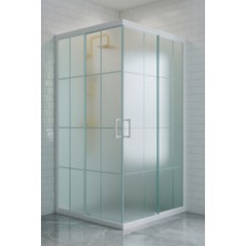 Durul Duşakabin Kare 5mm Buzlu Beyaz Çizgi Yükseklik 190CM