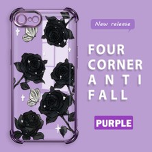 HONTINGA iPhone 8 ile Uyumlu Şeffaf Kılıfı Düşüme Önleyici Basitlik Anti Düşme Kamera Korumali Gül Desen Yumuşak Silikon Telefon Kılıfı Kadın ve Erkek Için Uygundur K3-0219