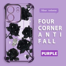 HONTINGA Xiaomi Poco C65 ile Uyumlu Şeffaf Kılıfı Düşüme Önleyici Basitlik Anti Düşme Kamera Korumali Gül Desen Yumuşak Silikon Telefon Kılıfı Kadın ve Erkek Için Uygundur K3-0219