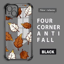 HONTINGA iPhone 15 Plus ile Uyumlu Şeffaf Kılıfı Düşüme Önleyici Basitlik Anti Düşme Kamera Korumali Sarı Yaprak Desen Yumuşak Silikon Telefon Kılıfı Kadın ve Erkek Için Uygundur K3-0218