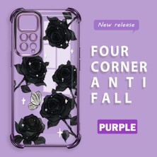 HONTINGA Xiaomi Redmi Note 11 ile Uyumlu Şeffaf Kılıfı Düşüme Önleyici Basitlik Anti Düşme Kamera Korumali Gül Desen Yumuşak Silikon Telefon Kılıfı Kadın ve Erkek Için Uygundur K3-0219