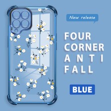 HONTINGA Samsung Galaxy M33 5g ile Uyumlu Şeffaf Kılıfı Düşüme Önleyici Basitlik Anti Düşme Kamera Korumali Çiçek Dalı Desen Yumuşak Silikon Telefon Kılıfı Kadın ve Erkek Için Uygundur K3-0220