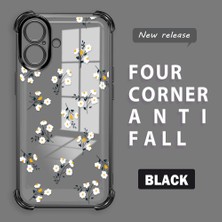 HONTINGA iPhone 16 ile Uyumlu Şeffaf Kılıfı Düşüme Önleyici Basitlik Anti Düşme Kamera Korumali Çiçek Dalı Desen Yumuşak Silikon Telefon Kılıfı Kadın ve Erkek Için Uygundur K3-0220