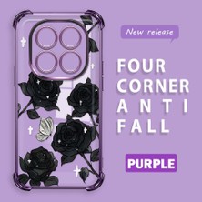 HONTINGA Xiaomi Redmi Note 14 Pro 4g ile Uyumlu Şeffaf Kılıfı Düşüme Önleyici Basitlik Anti Düşme Kamera Korumali Gül Desen Yumuşak Silikon Telefon Kılıfı Kadın ve Erkek Için Uygundur K3-0219