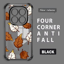 HONTINGA Xiaomi Redmi Note 14 Pro 4g ile Uyumlu Şeffaf Kılıfı Düşüme Önleyici Basitlik Anti Düşme Kamera Korumali Sarı Yaprak Desen Yumuşak Silikon Telefon Kılıfı Kadın ve Erkek Için Uygundur K3-0218