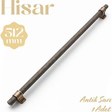 Badem10 Hisar Antik Sarı Metal Kulp 512 mm Tırtıklı Desen Mobilya Çekmece Mutfak Dolabı Dolap Kulpları Kulbu