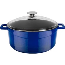 Lava Döküm Yuvarlak Tencere Cam Kapaklı Glaze 28 cm